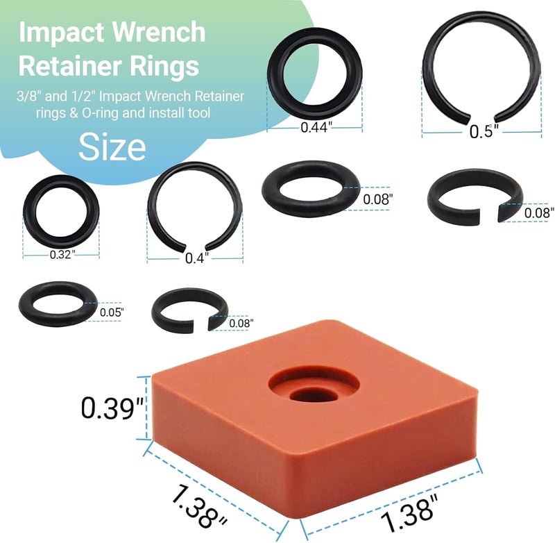 GnDaYoug (10+10 Sets) 3/8" & 1/2" Impact Wrench Retainer Rings Kit with O-Rings & Anvil Tool – Compatible with 3/8” & 1/2” Milwaukee Standard Electric/Pneumatic Impact Wrenches - Image 4